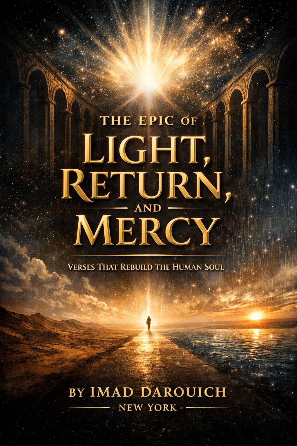 The Epic of Light, Return, and Mercy book cover by Imad Darouich, spiritual Islamic epic about light, return to God, and divi