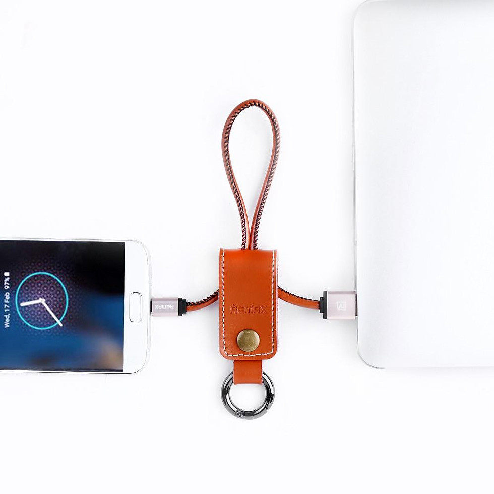 縮圖：真皮鑰匙扣MicroUSB數據線