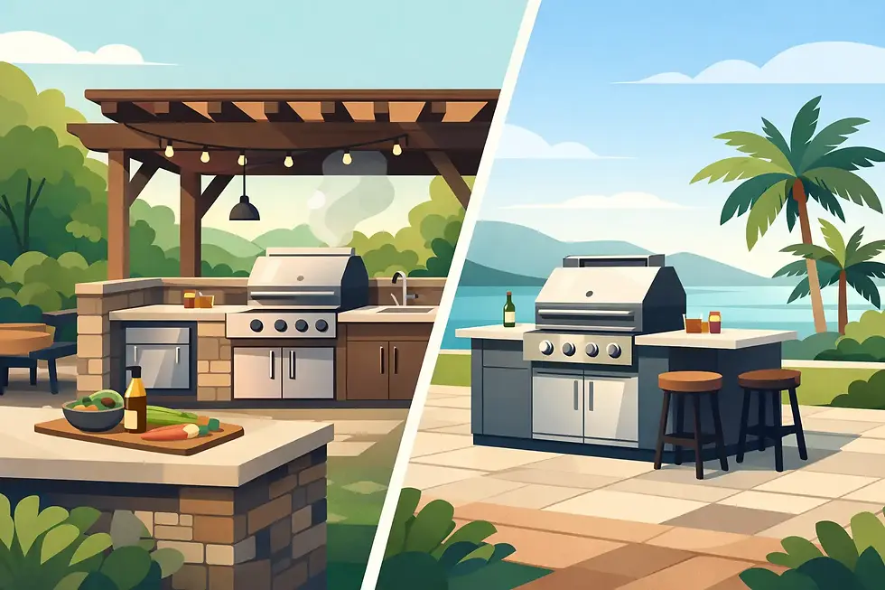 Outdoor Kitchen vs Prefab Island