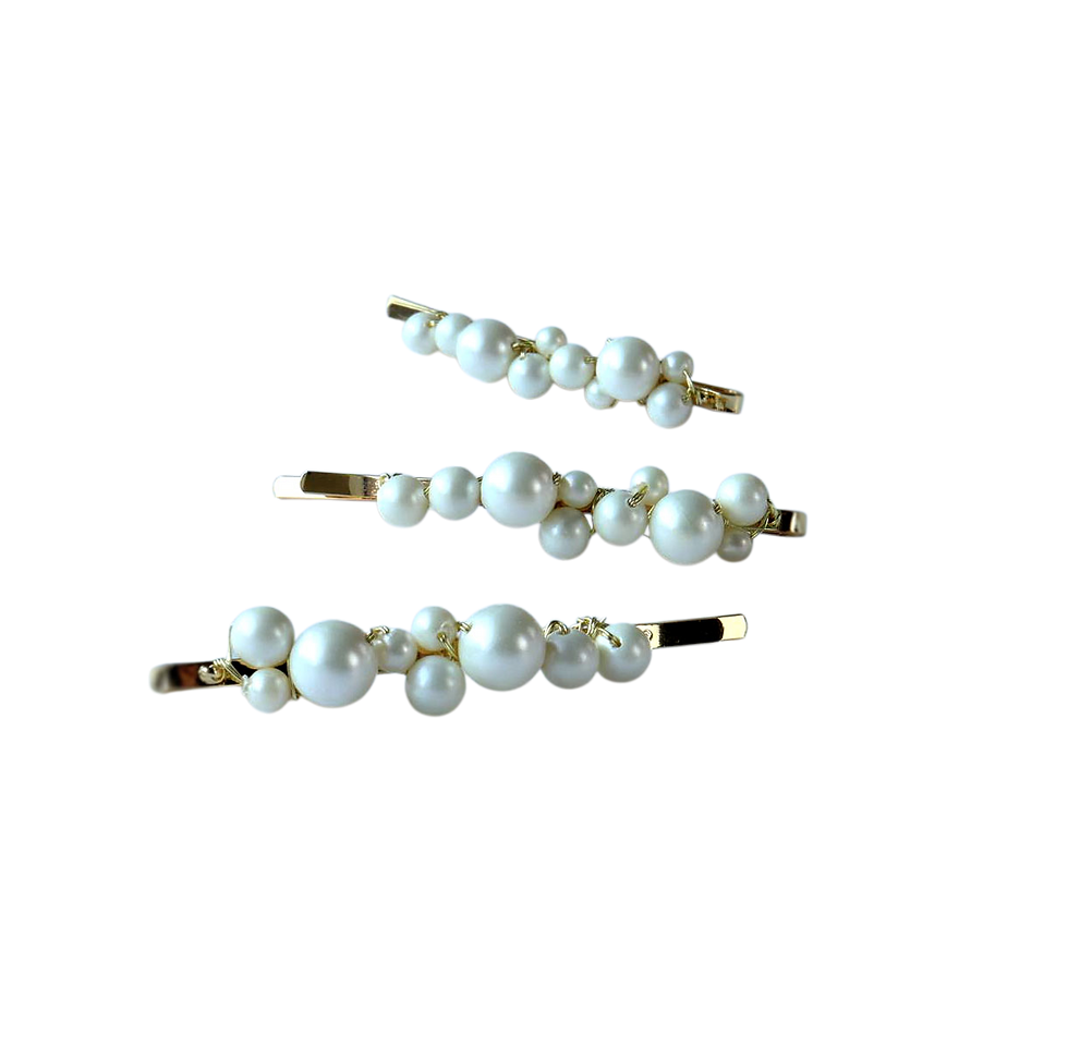 Miniature : Lilou, barrettes à cheveux mariée avec des perles