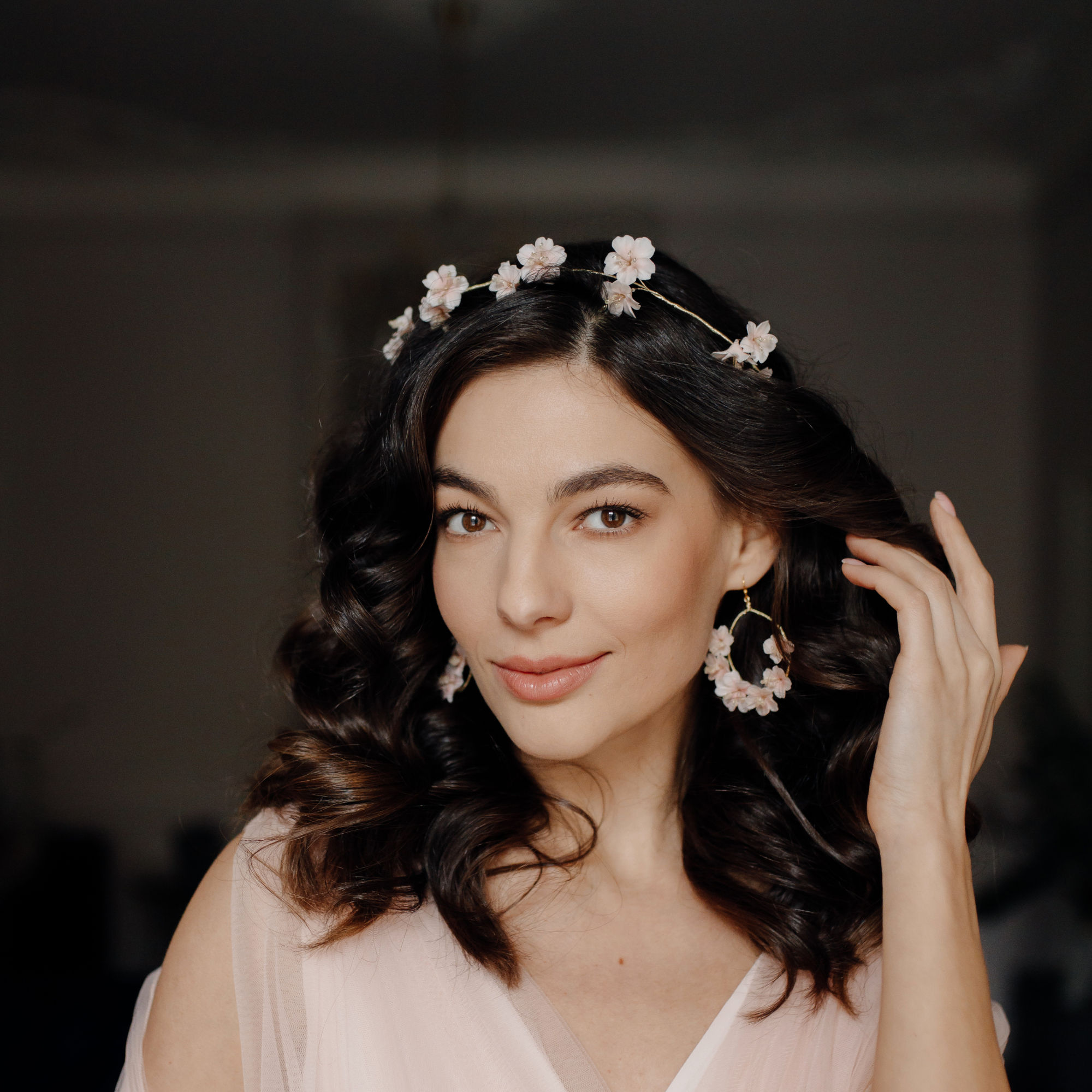 Églantine, couronne de mariée avec fleurs de cerisier