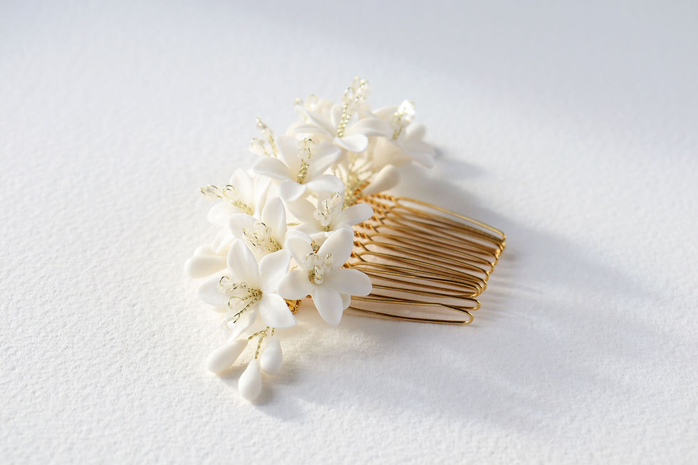 Miniature : Clémentine, un peigne de mariée avec des fleurs d'oranger