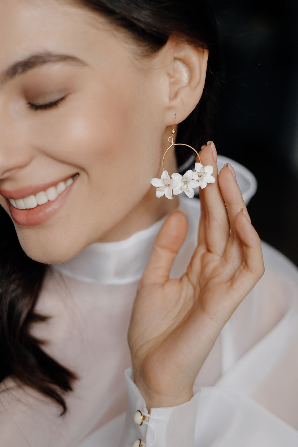 Nora - créoles mariée fleur d’oranger – Modernes pour Mariée