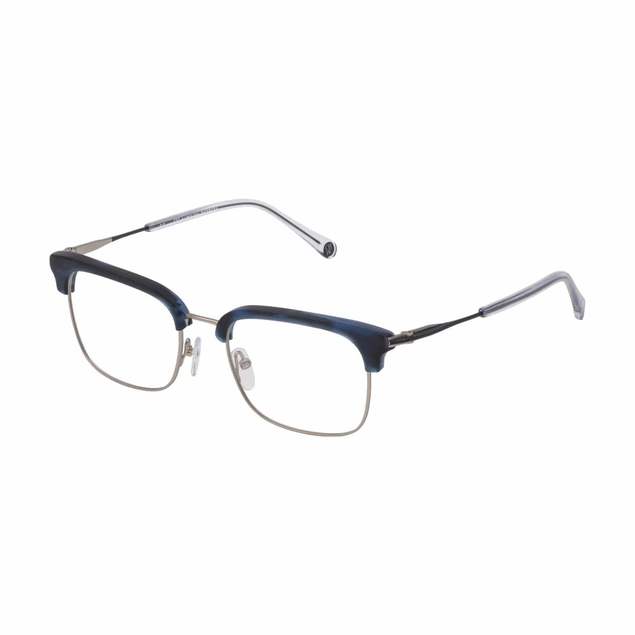 Carolina Herrera VHE146-0581 Matte Palladium Blue Square Men's Metal Eyeglasses