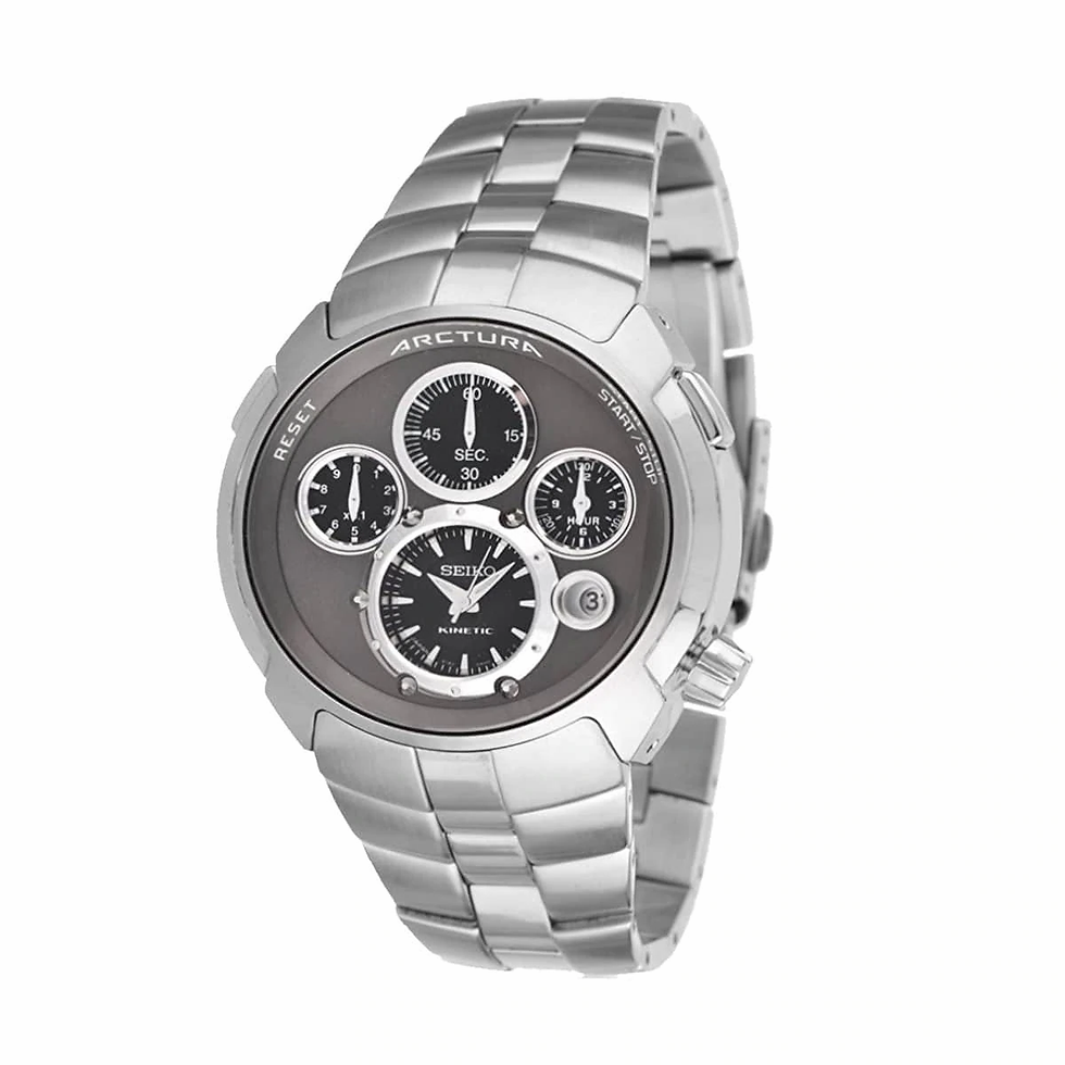 Seiko SLQ025 Arctura Silver Stainless Steel Grey Dial Kinetic Chronograph Watch
