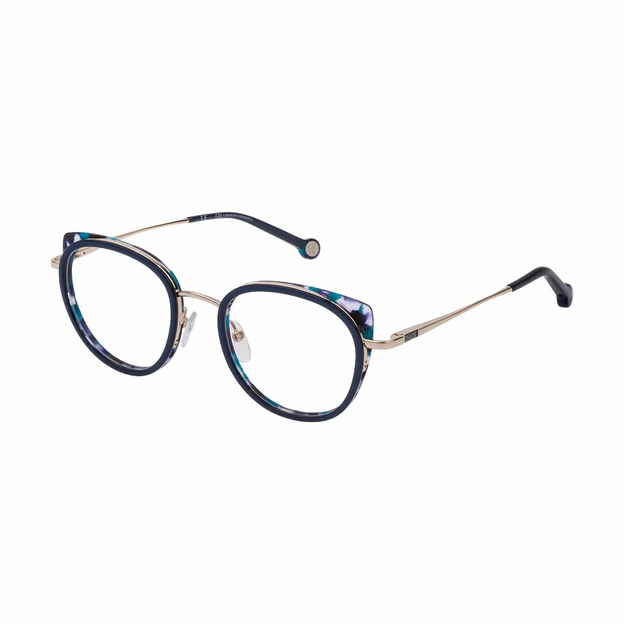 Carolina Herrera VHE135-0594 Shiny Light Gold Cat-Eye Metal Eyeglasses