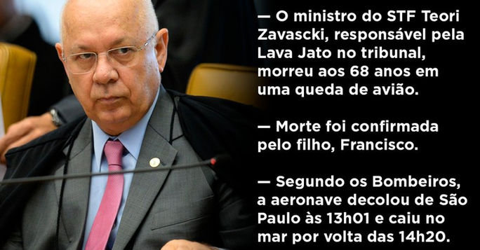 Morte de Teori é golpe na Lava-Jato