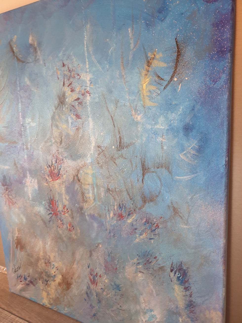 Miniature : Tableau "Blue sky floral" 50/60 cm