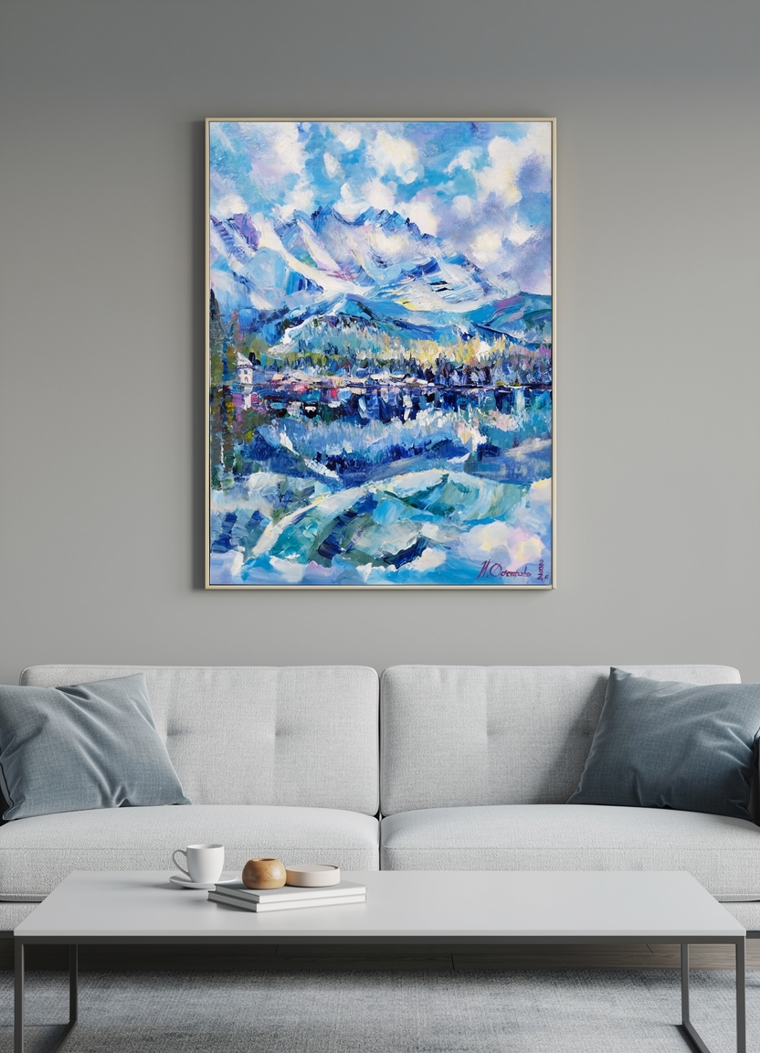 Thumbnail: Eibsee Lake Acrylic Painting on Canvas (70x50cm)