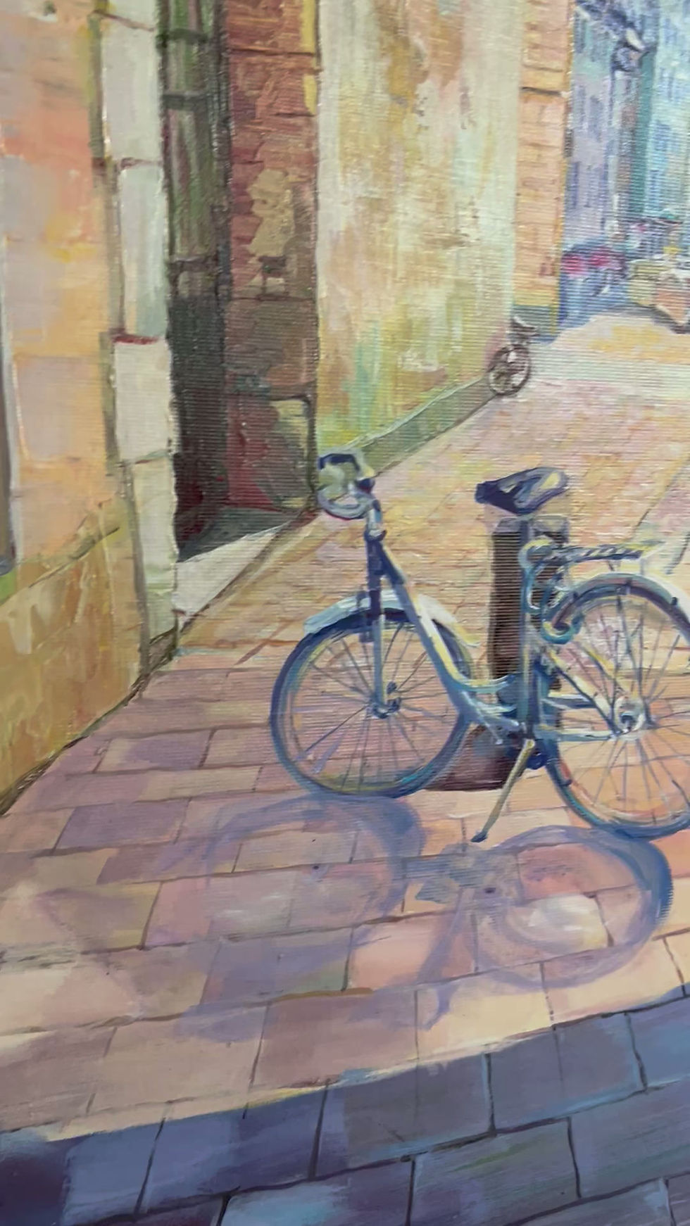 Thumbnail: Munich Street Original Acrylic painting on canvas (70х50 сm)