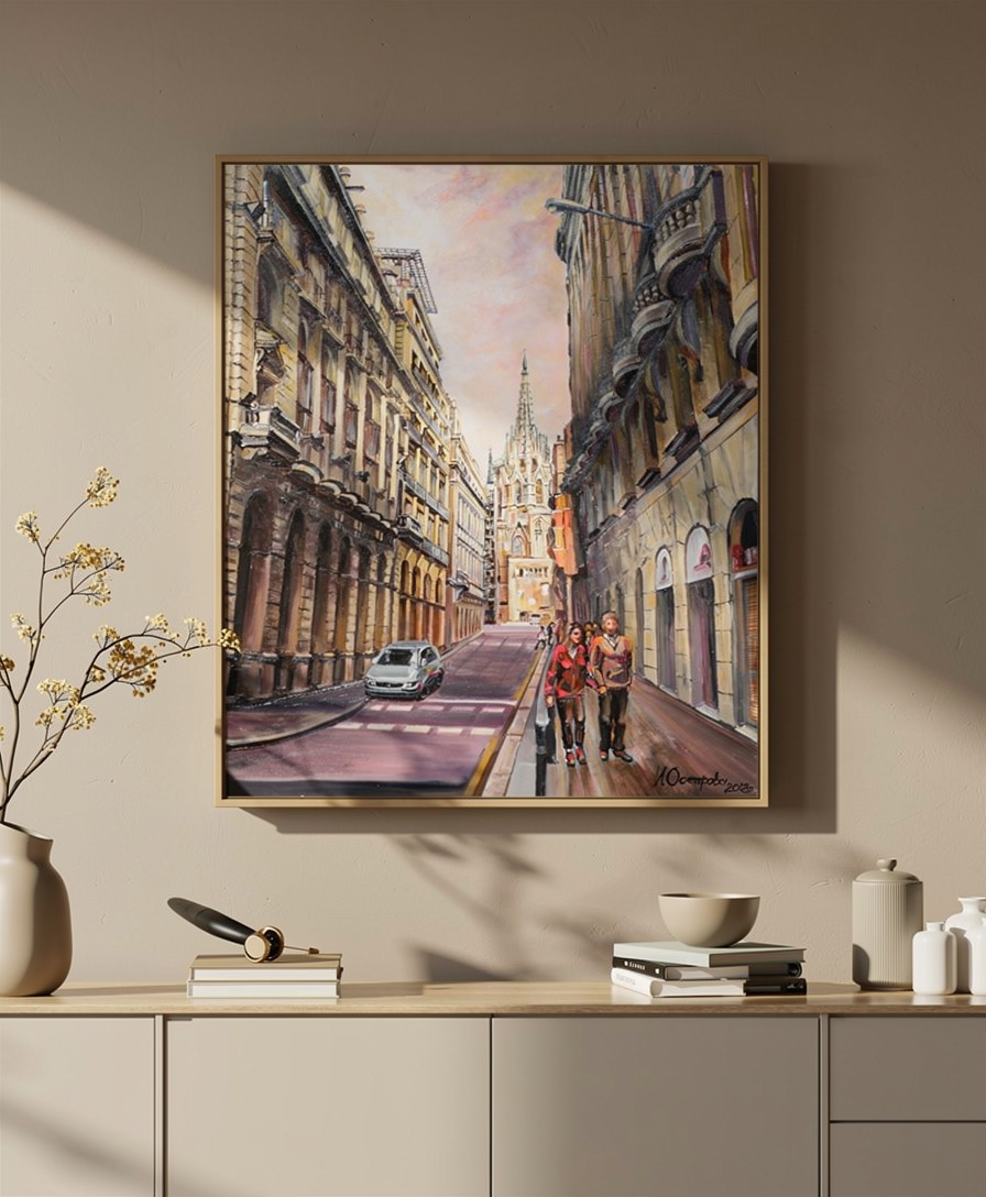 Thumbnail: Barcelona Gothic Quarter Painting Acrylic on Canvas (60x50cm)