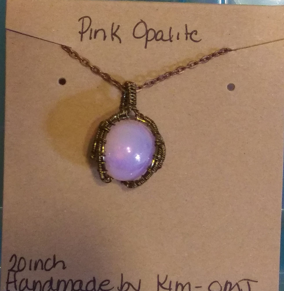 Pink Opalite in Antique Orb Necklace