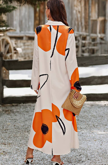 Thumbnail: Floral Print Loose Fit Dress