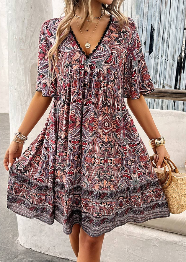 Thumbnail: Allover Print Loose A Line Dress