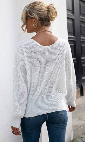Thumbnail: Sweater, V Neck, Long Sleeve Cross