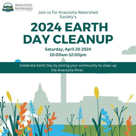 Anacostia Watershed Society Earth Day Cleanup on Saturday, April 20, 2024