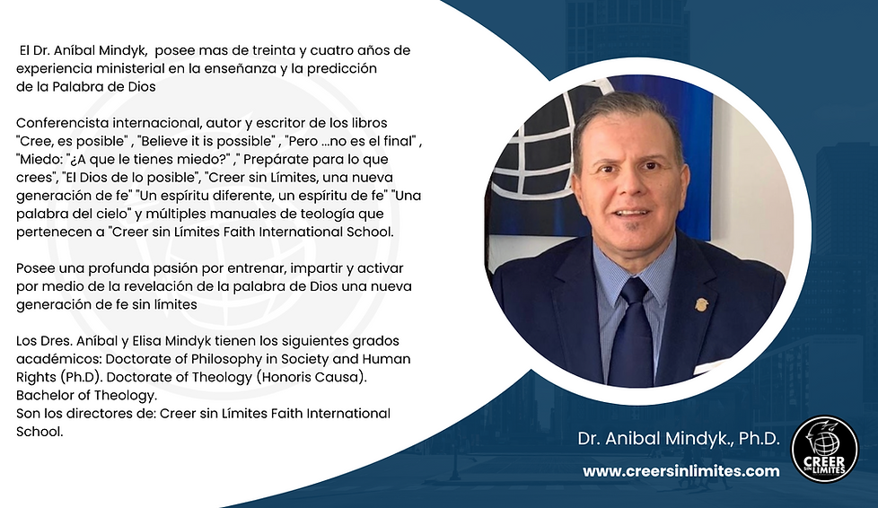 El apóstol y Dr. Aníbal Mindyk es conferencista internacional, autor y escritor de los lib