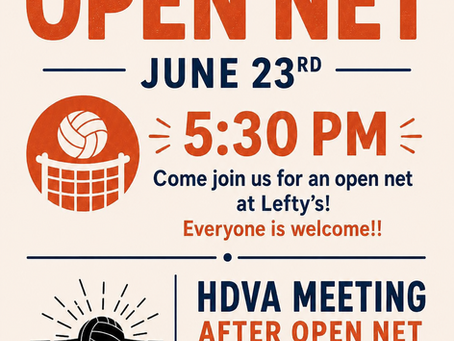 Open Net at Lifty's 5:30pm, HDVA meeting after at 7pm!