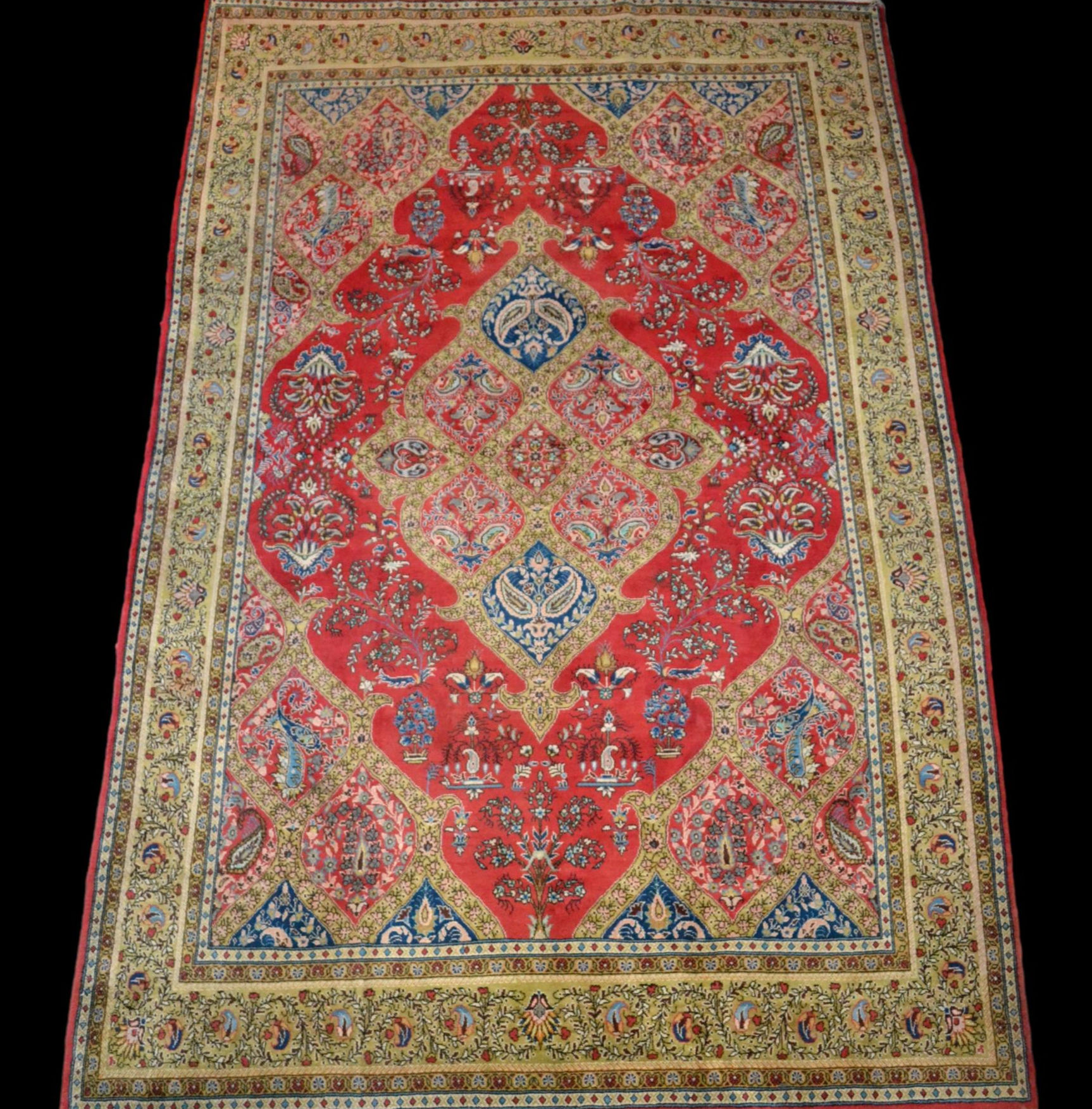 Tapis Ghoum, 192 x 304 cm, laine nouée main, Iran, 1980