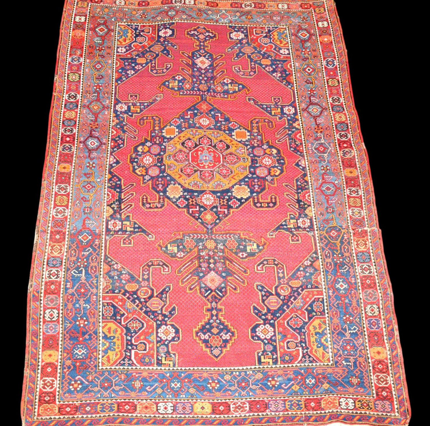 Tapis Kazak Lambalo, Caucase , 139 x 207 cm, Soie , XIXème