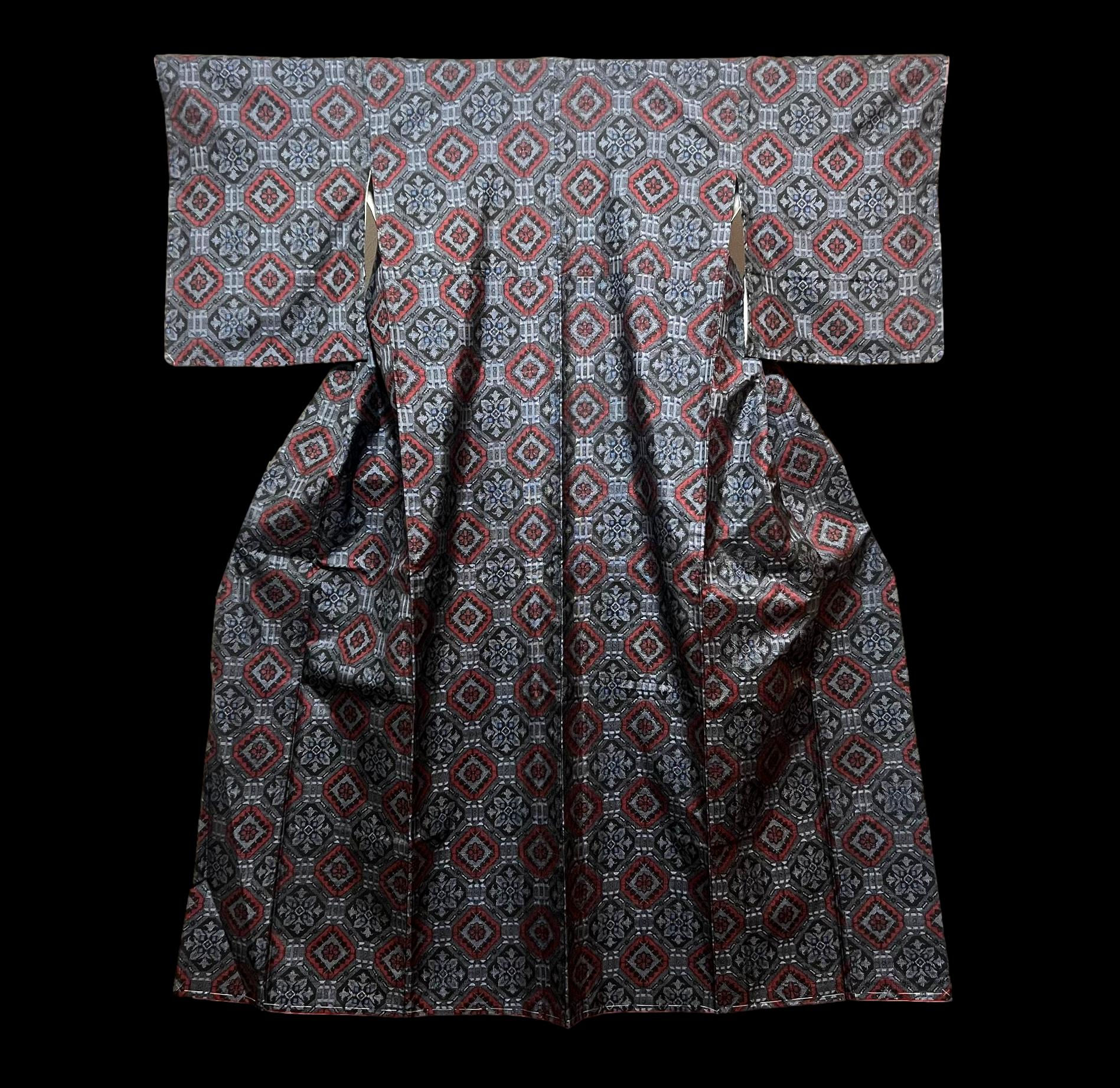 kimono 大島紬 Oshima Tsumugi, soie, japon, showa