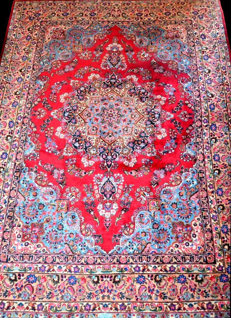 Tapis Macchad signé 250 x 356 cm, laine kork, Iran, 1980