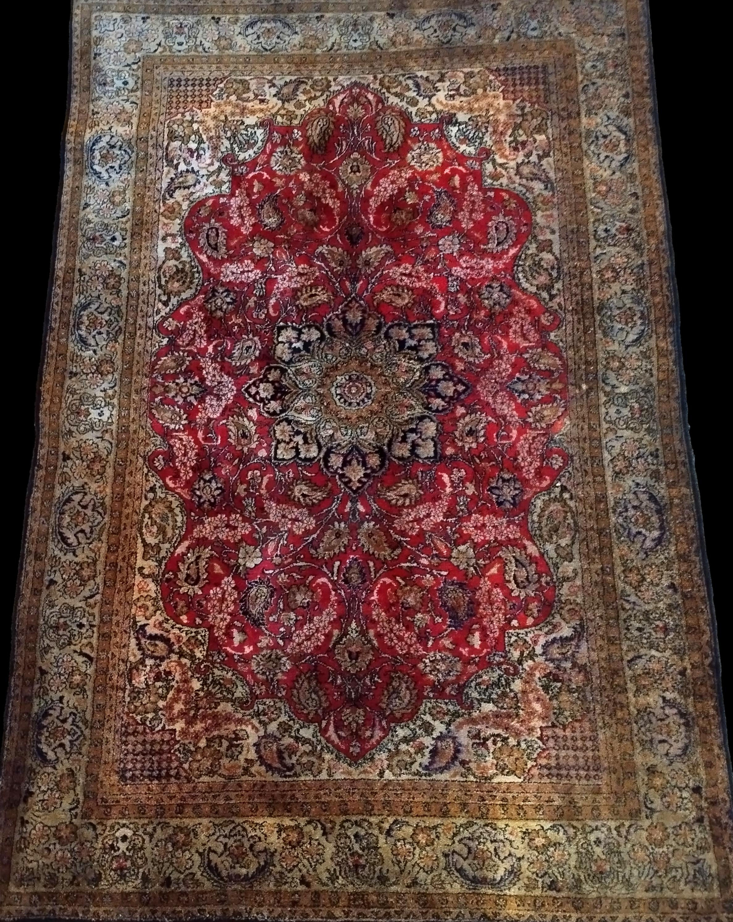 Tapis du Cachemire ancien, soie sur soie, 108 cm x 160 cm