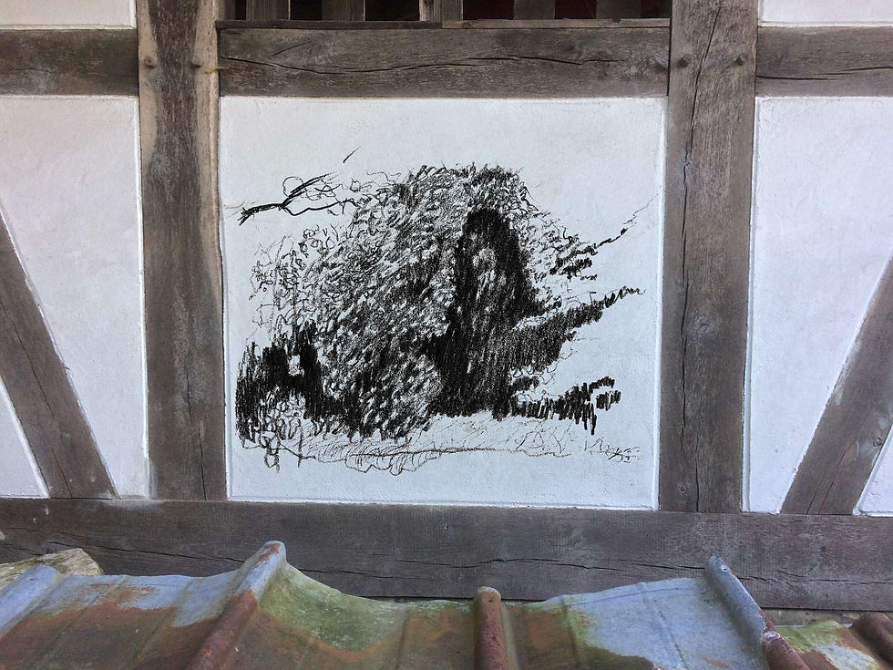 22 Kohlezeichnung auf Hauswand, 100 X 100 cm, 2018