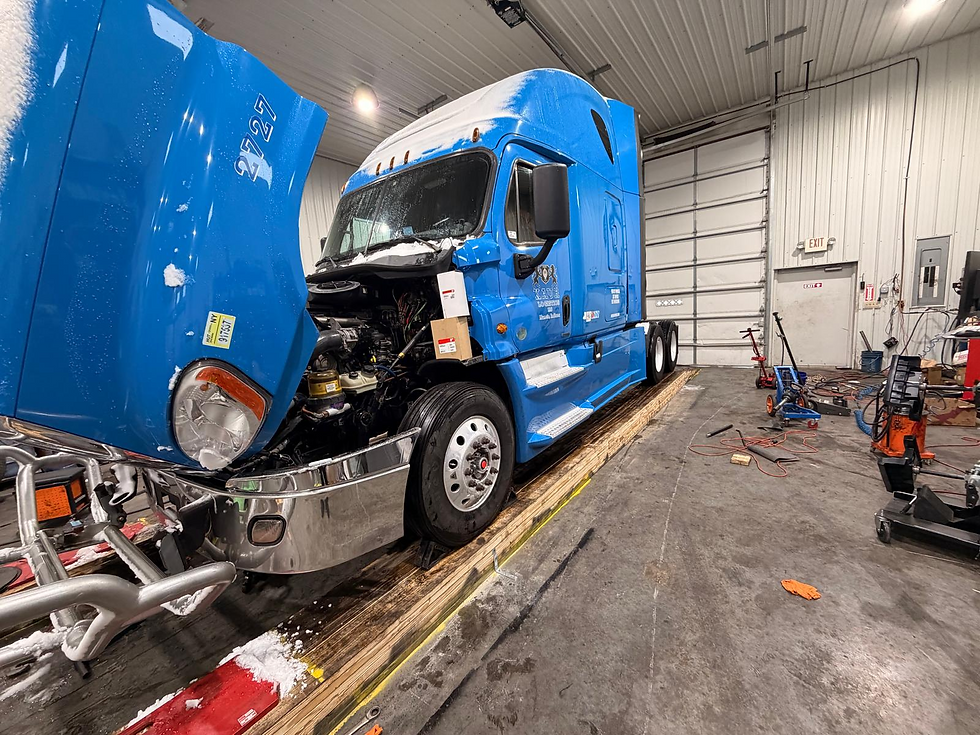 Customer truck receiving a PM in our shop
