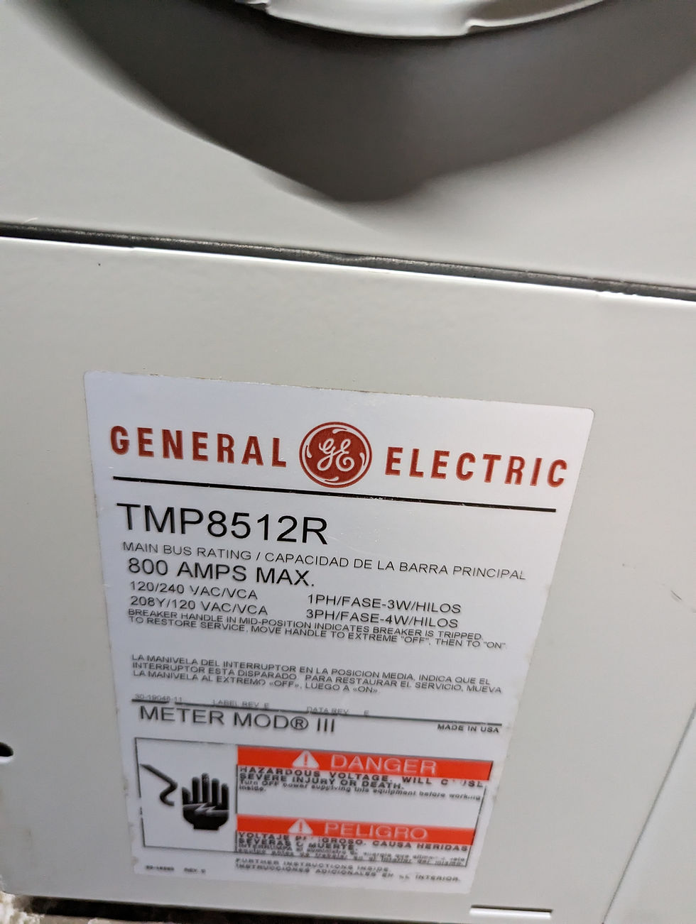 Thumbnail: GE Meter Mod III TMP8512R 5-Socket Ring Meter Stack Module, 120/240 VAC, 800A