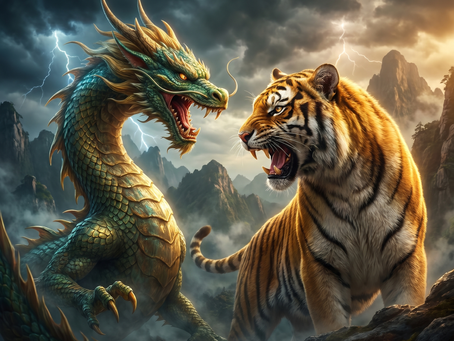 Dragon Tiger Fortunes slot banner of dragon and the tiger, from game boosted by ABTCH bonuscode at roobet