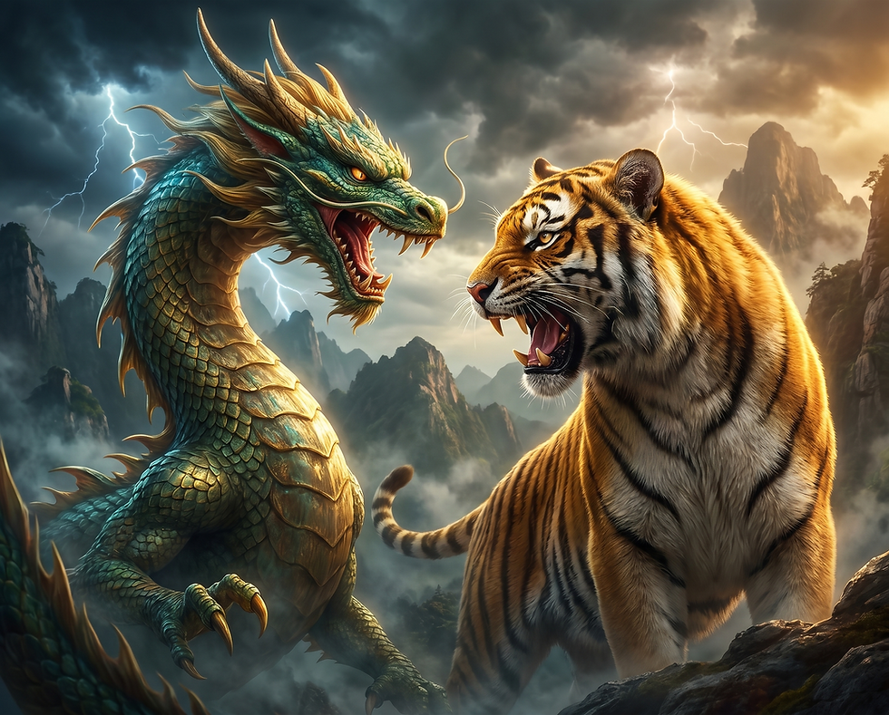 Dragon Tiger Fortunes slot banner of dragon and the tiger, from game boosted by ABTCH bonuscode at roobet