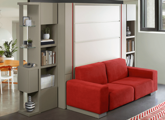 Lit Escamotable Ketty Vertical Avec Canape Couchage 140 200 Cm