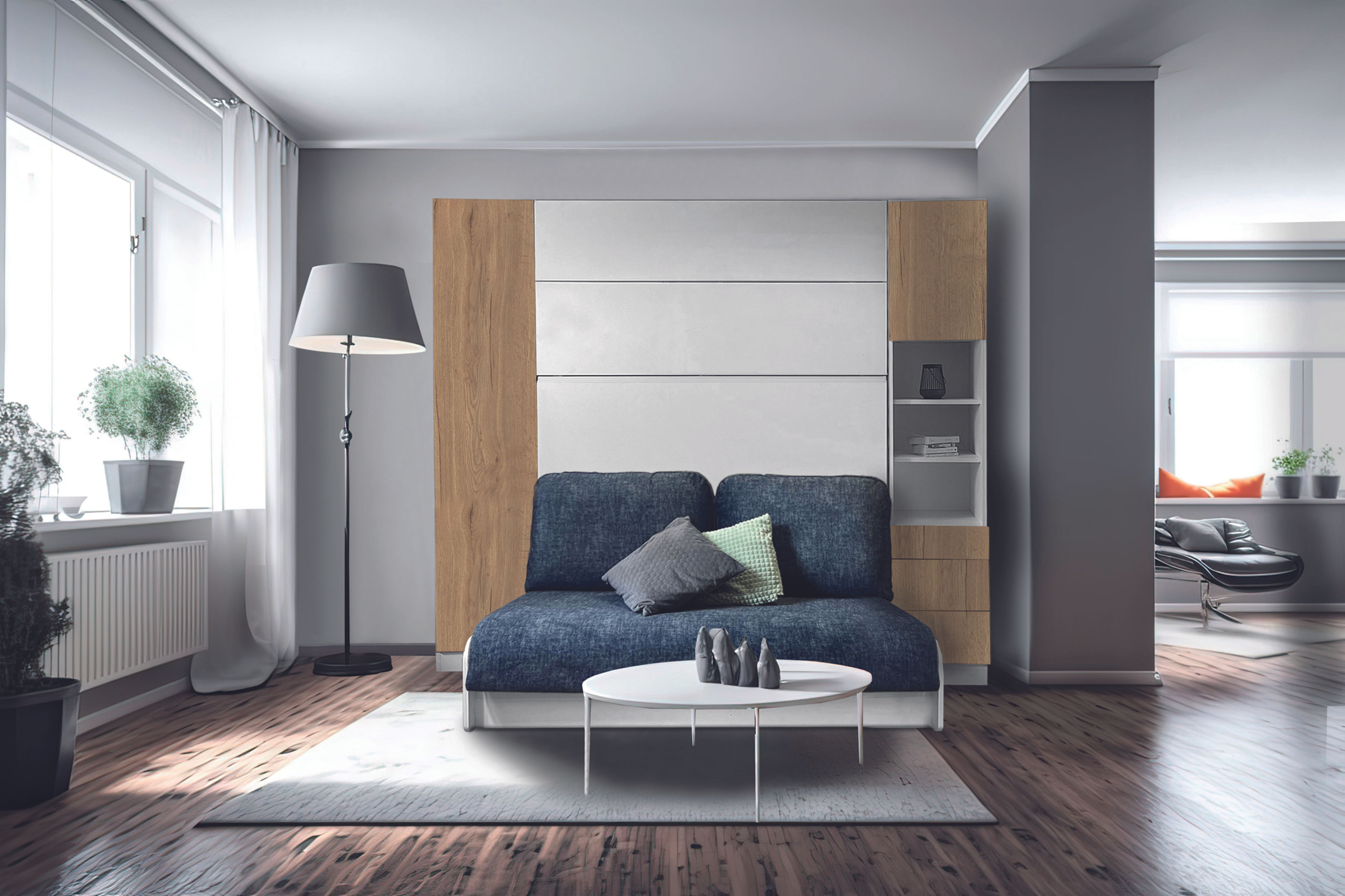 Lit escamotable MELA vertical avec canapé couchage 140*200 cm