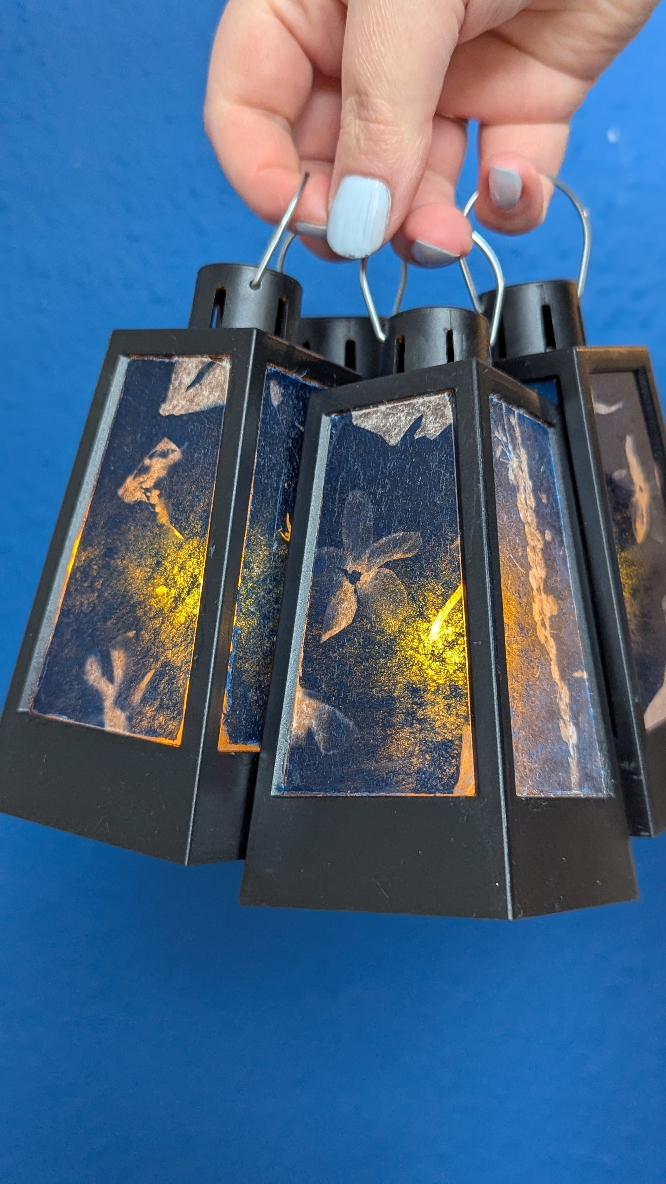 Cyanotype lantern (battery operated)