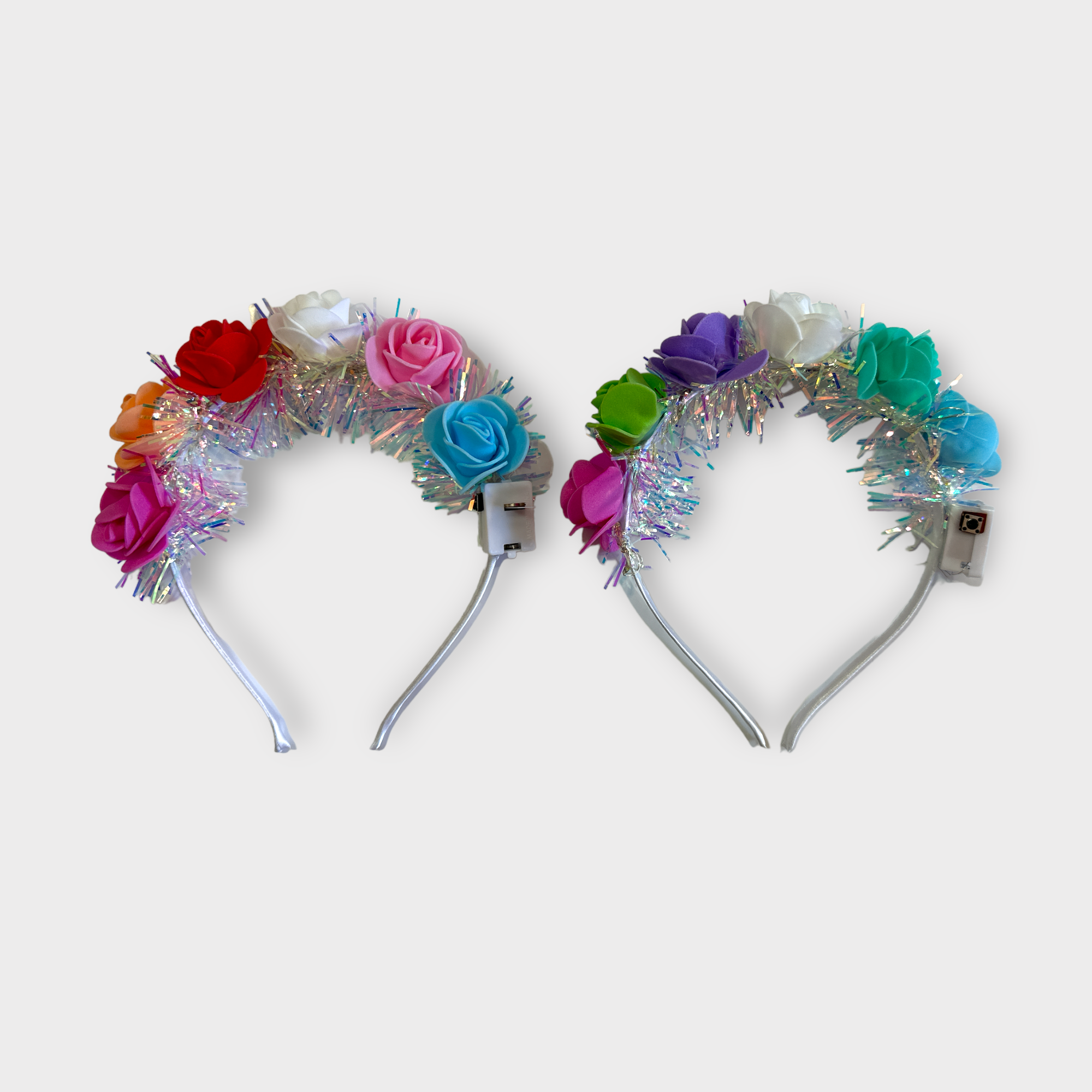 Vincha luminosa con flores