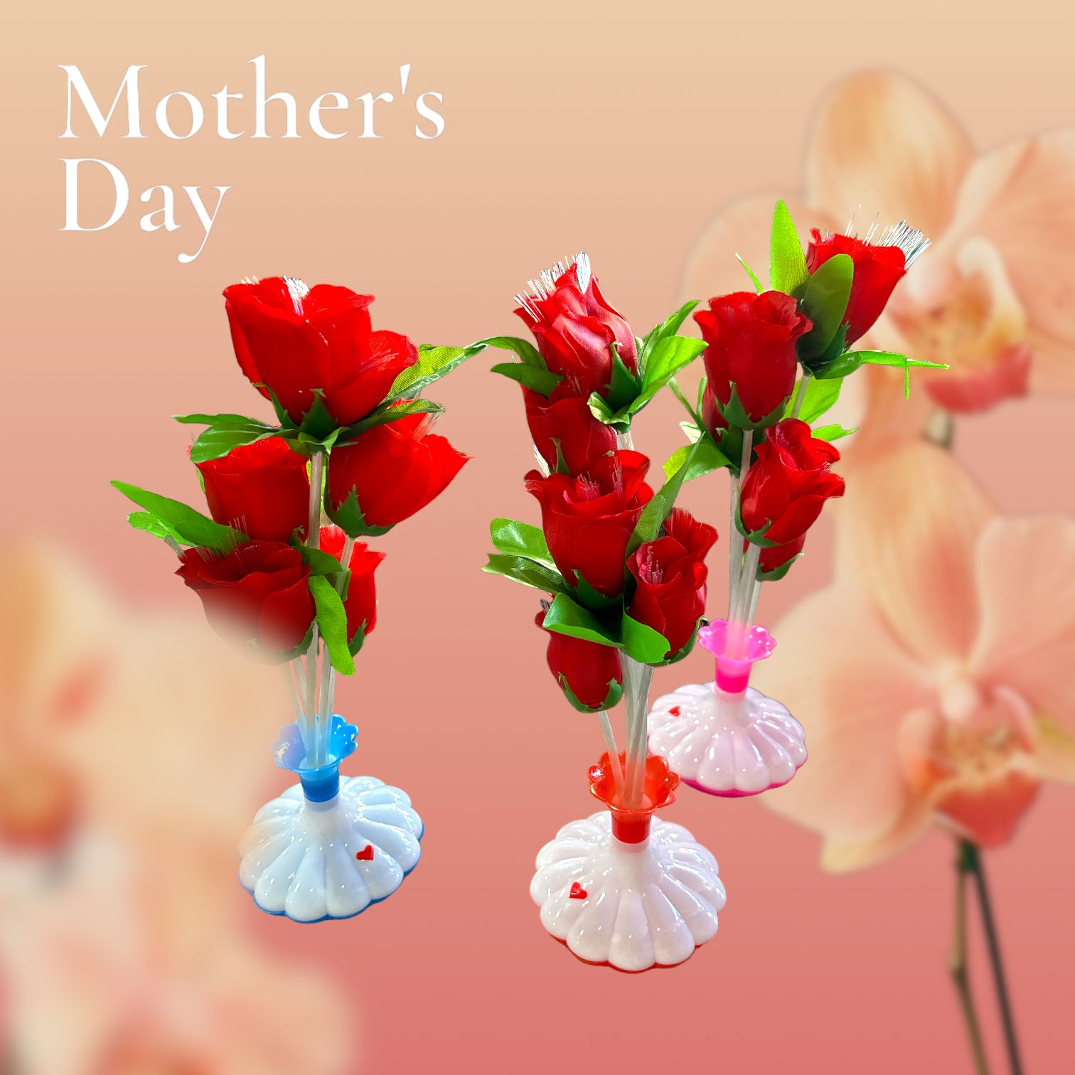 Rosa con fibra óptica y luz