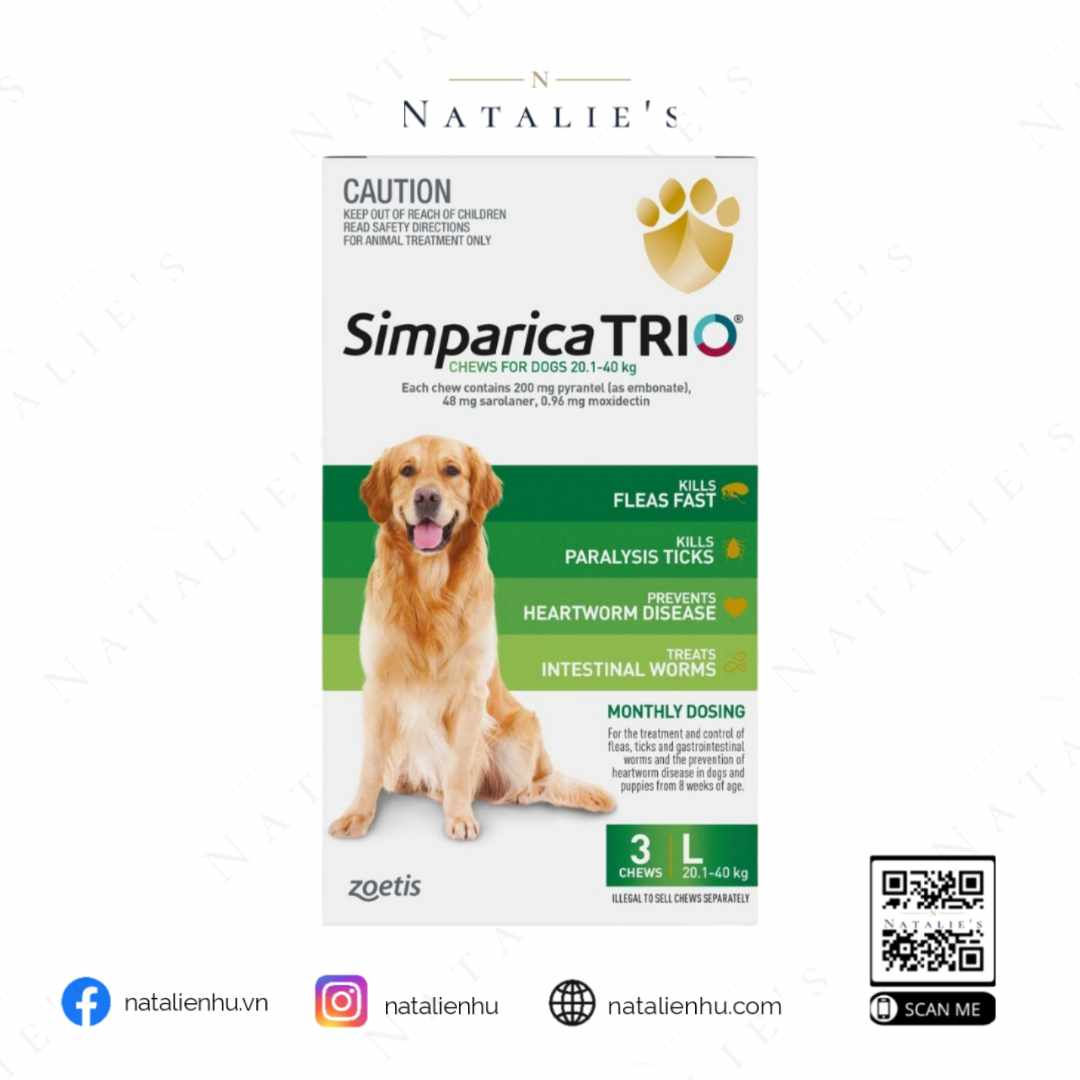 Simparica TRIO (Úc) Nhai Cho Chó 20.1-40 kg - Xanh