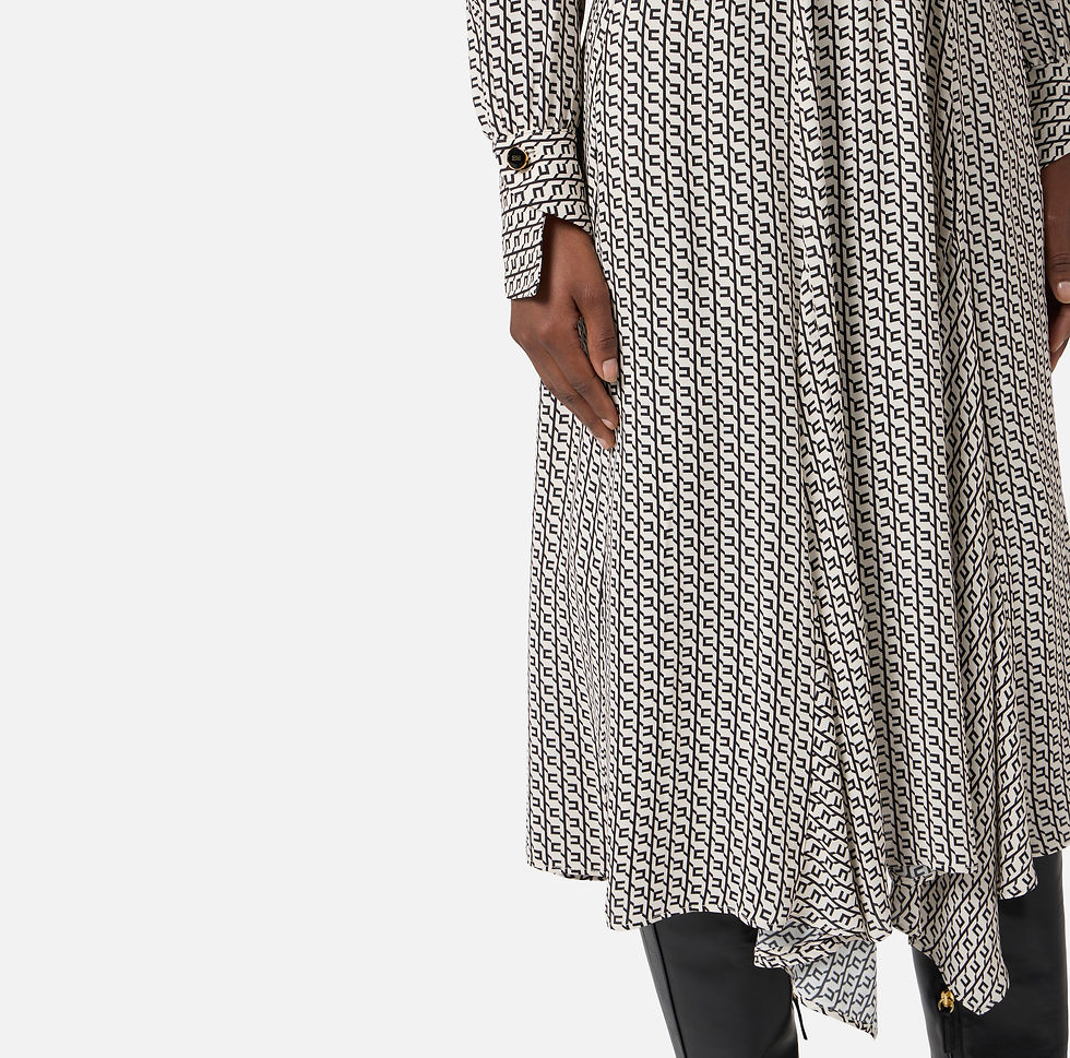 Thumbnail: ELISABETTA FRANCHI DRESS IN GEORGETTE FABRIC WITH GEOMETRIC PRINT