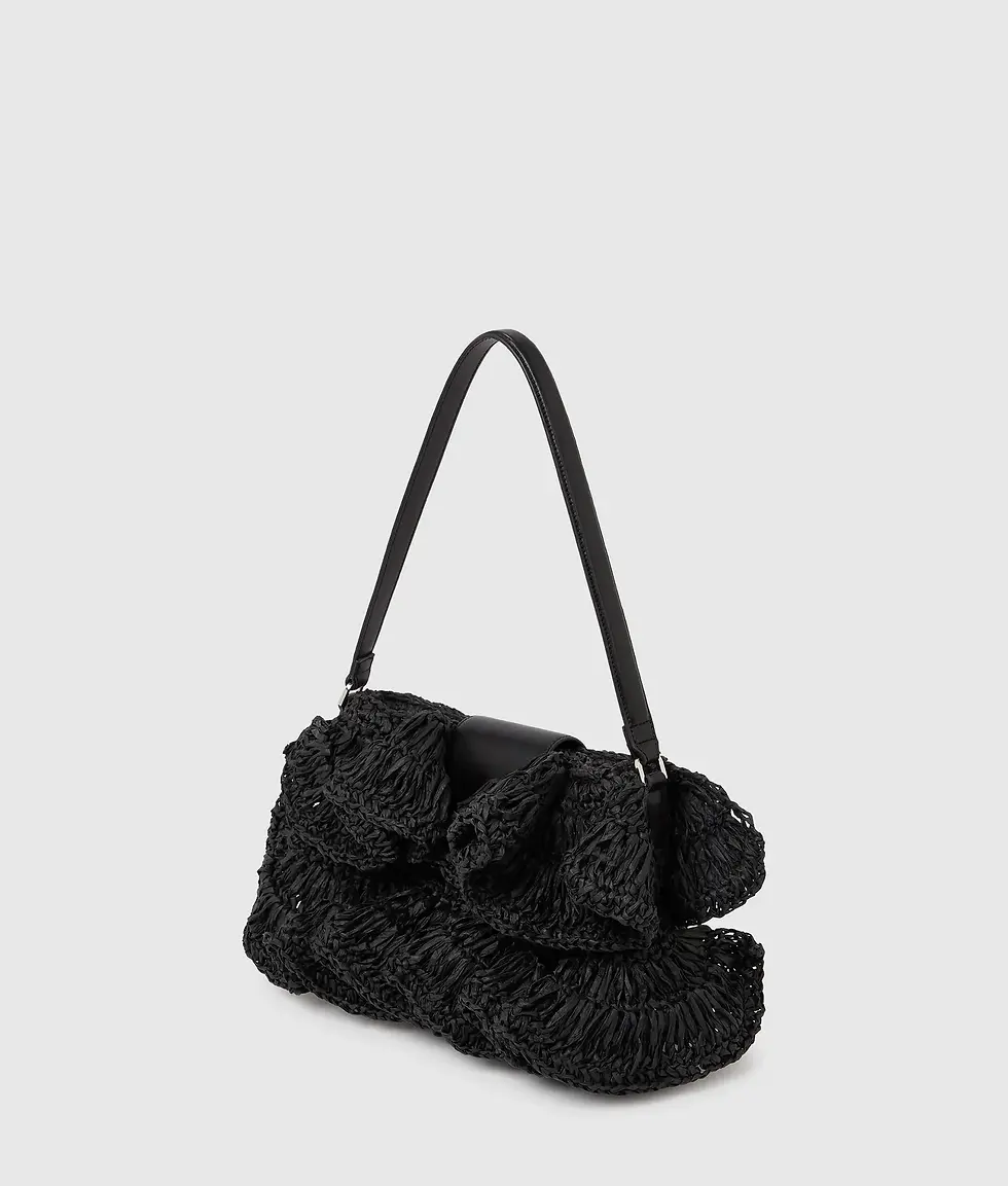 Thumbnail: KARL LAGERFELD RUFFLE RAFIA SHOULDER BAG