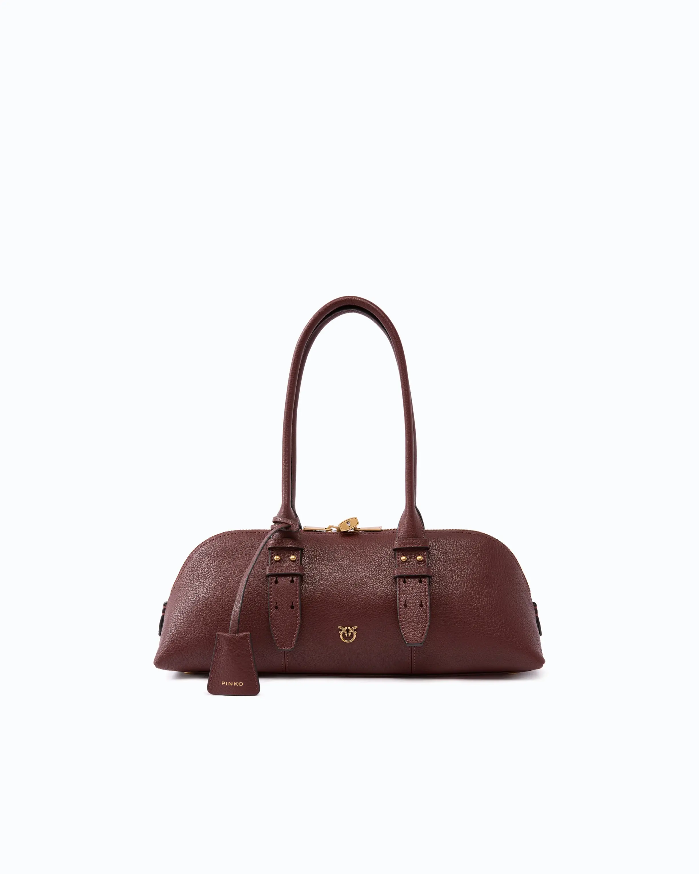 PINKO ESCAPE BAG HORIZONTAL LARGE SHOULDER BAG IN FULL GRAIN LEATHER
