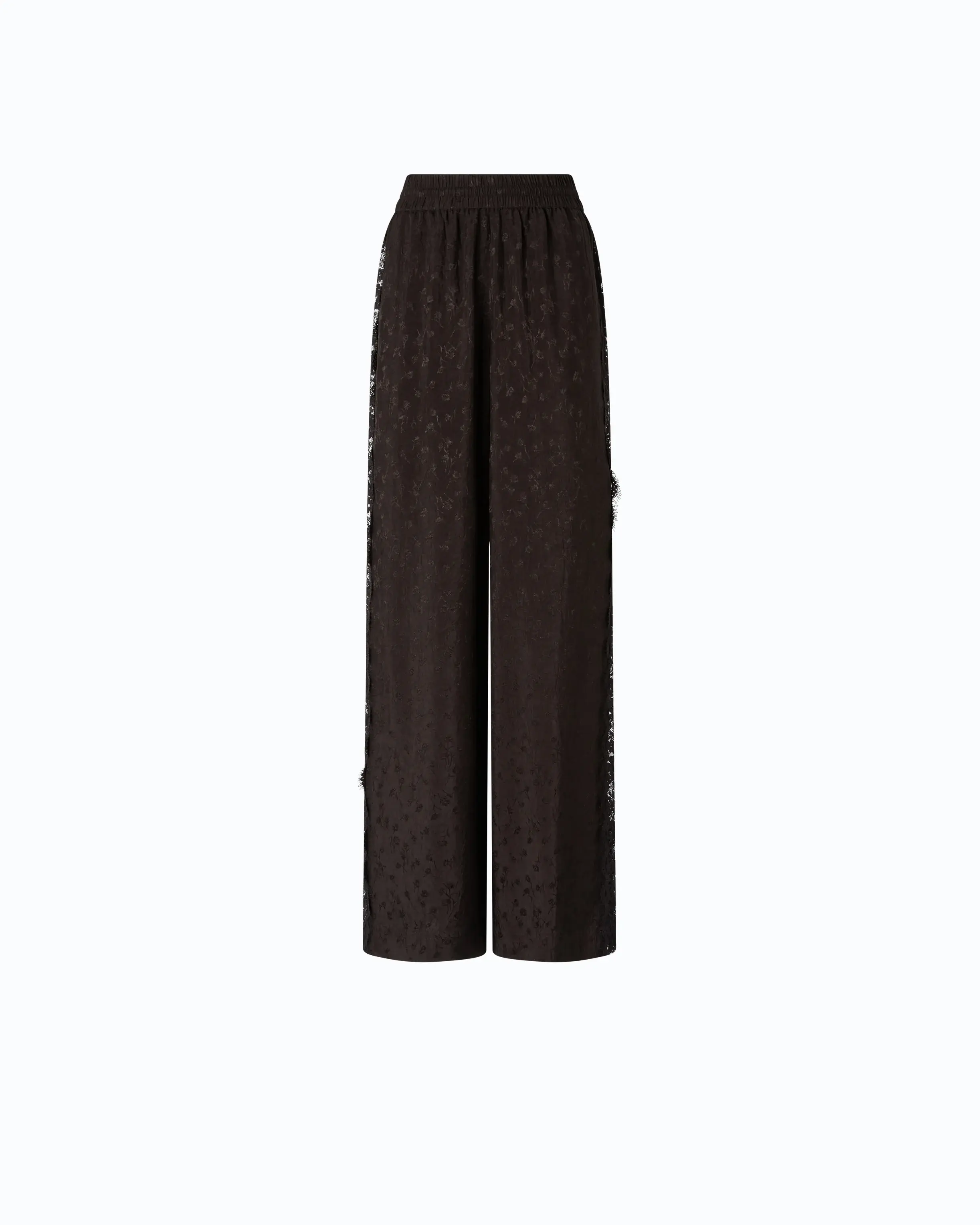 PINKO PALAZZO TROUSERS WITH FLORALMOTIF AND LACE TRIM