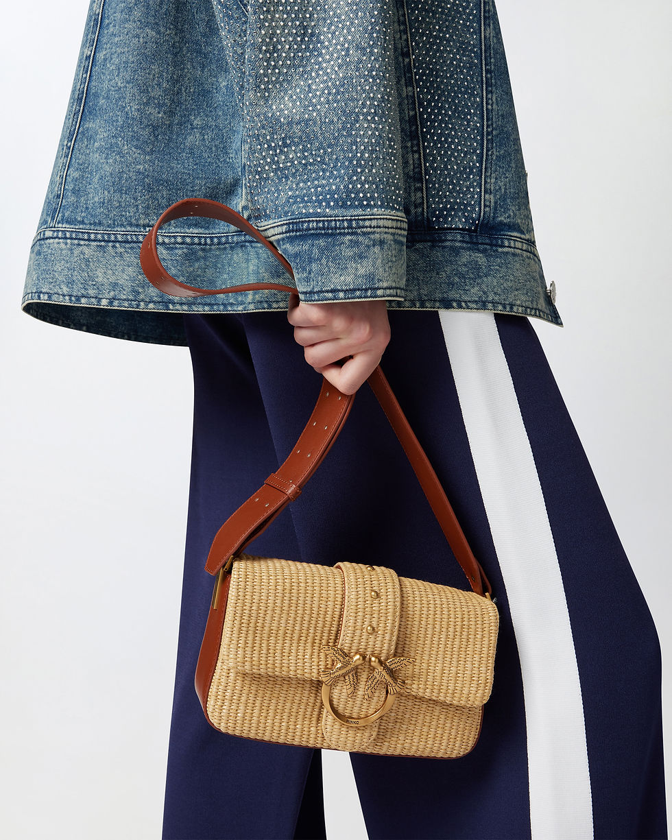 Thumbnail: PINKO MINI LOVE BAG SLOUCHY IN RAFFIA