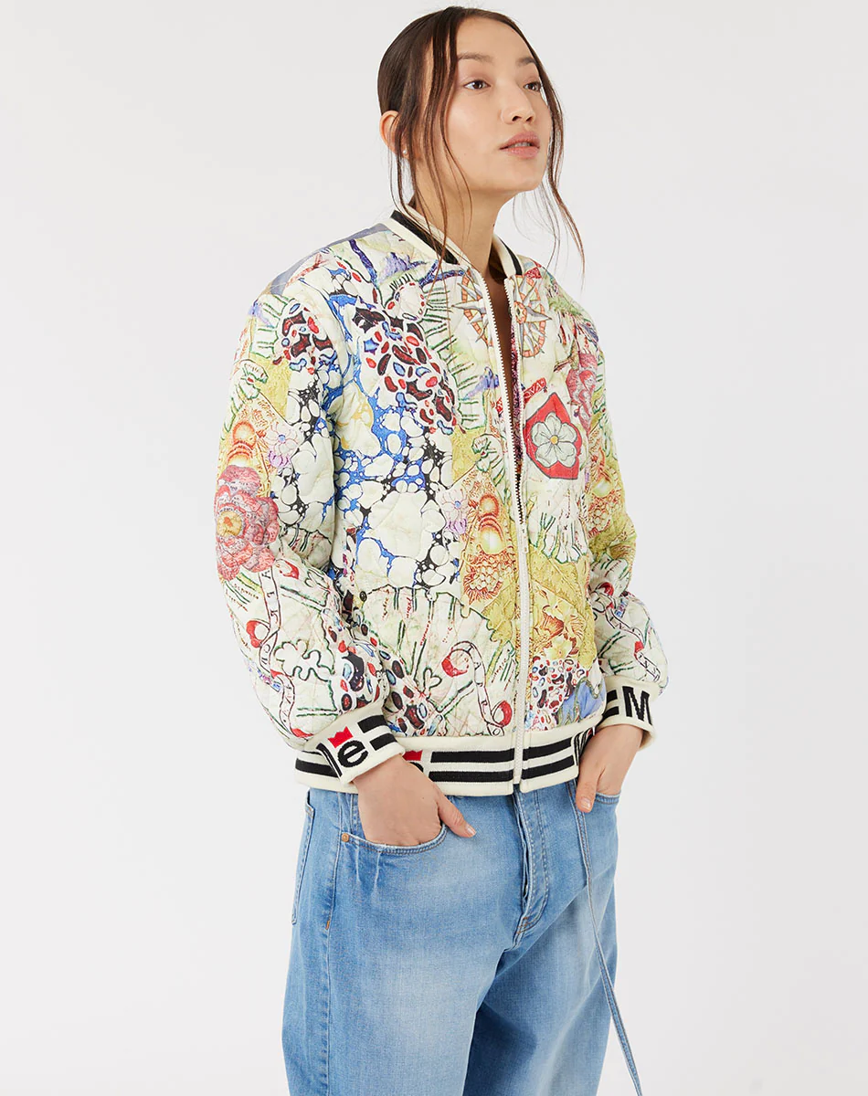 ME369 GOLDIE ROSE PRINT BOMBER JACKET