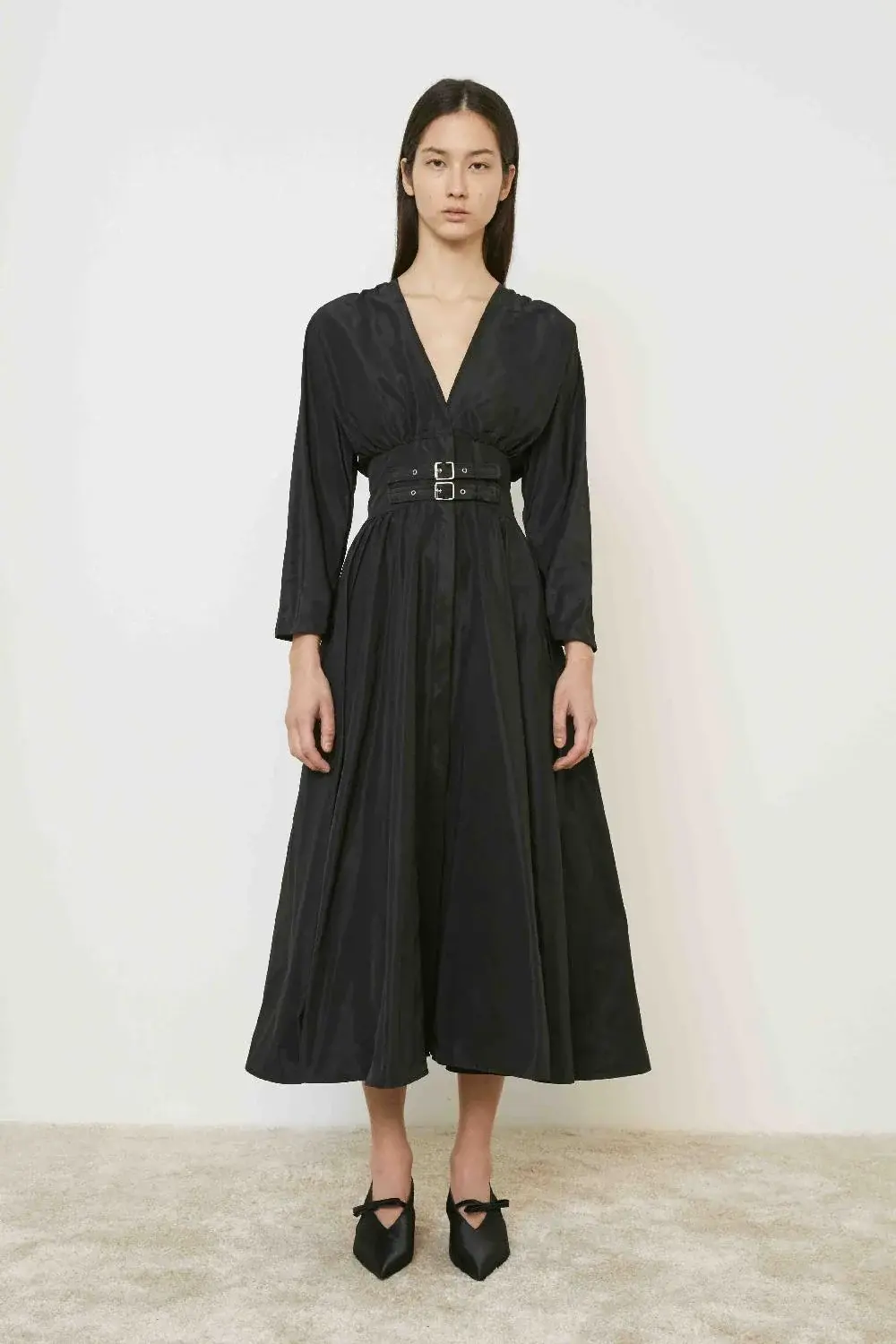 MEIMEIJ ANKLE-LENGTH DRESS WITH V-NECK