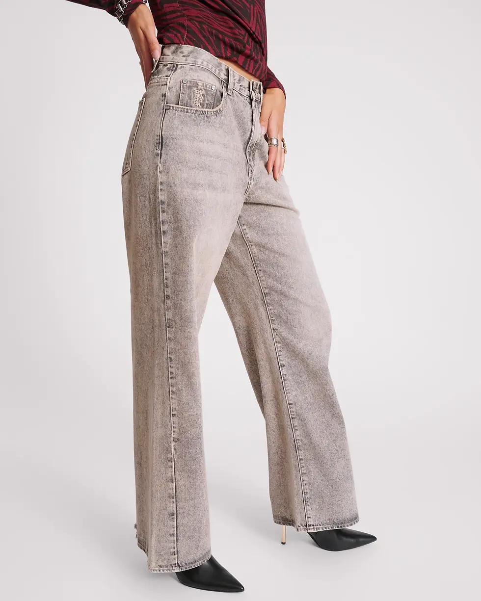 Thumbnail: ONE TEASPOON DUSTY SMOKE JACKSON MID WAIST WIDE LEG JEANS