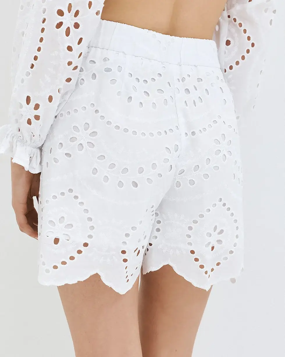 Thumbnail: ACCESS COTTON BRODERIE HIGH-WAISTED SHORTS