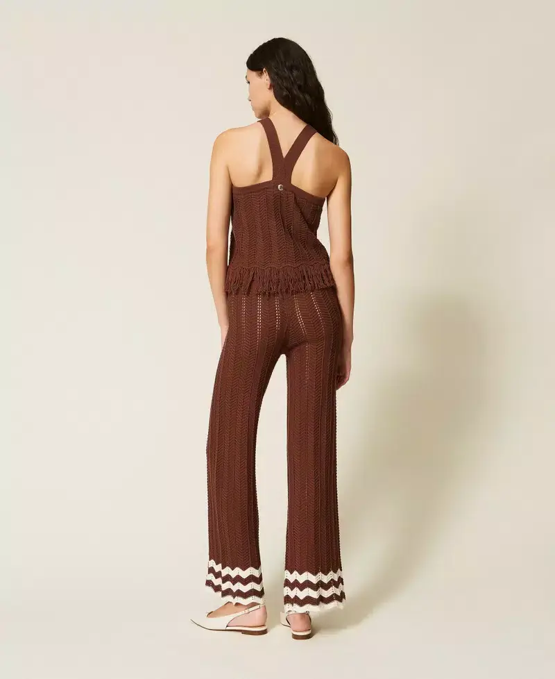 Thumbnail: TWIN-SET ACTITUDE KNIT TROUSERS WITHZIGZAG AND FRINGES