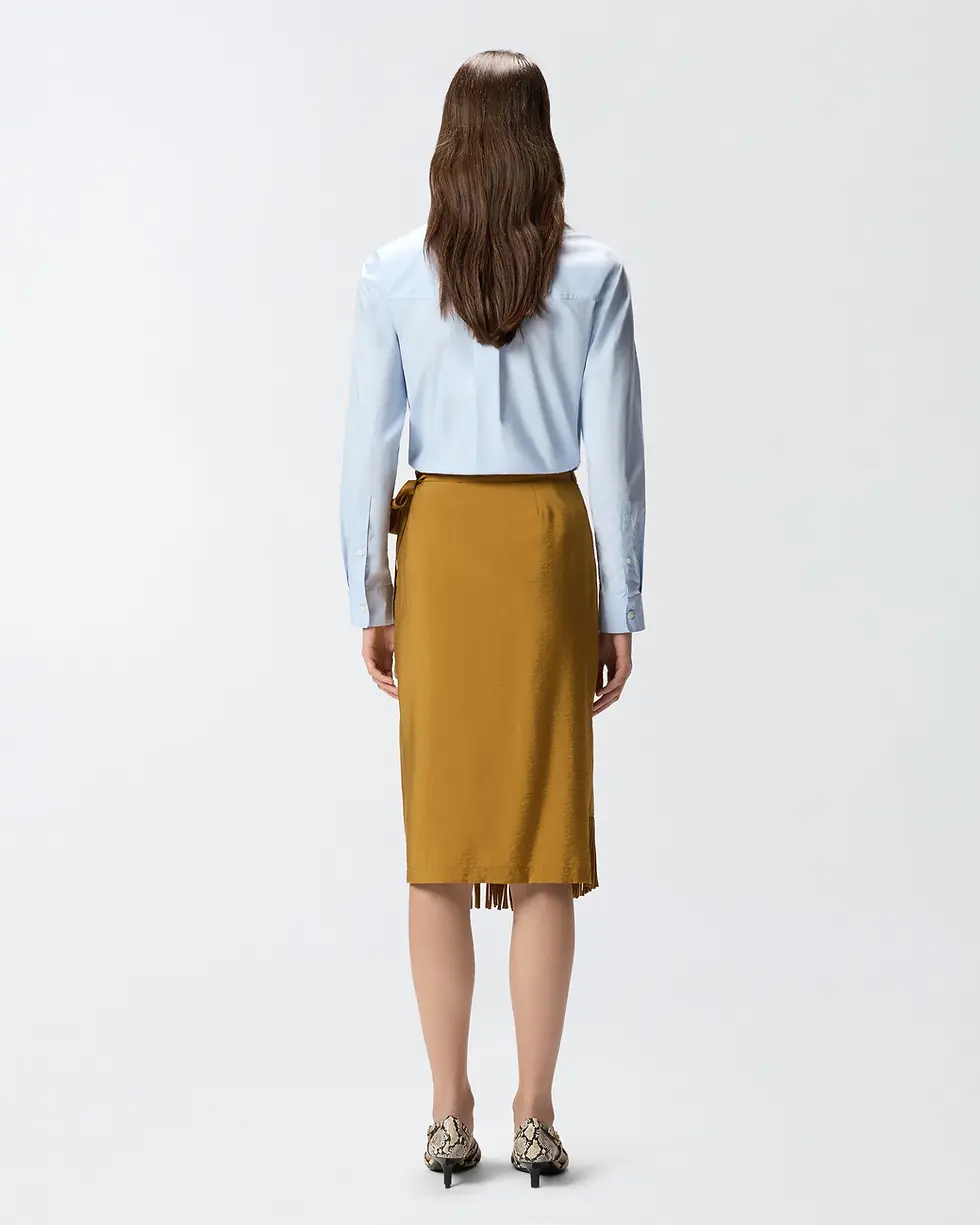 Thumbnail: PINKO CALF LENGTH WRAP SKIRT WITH FRINGING