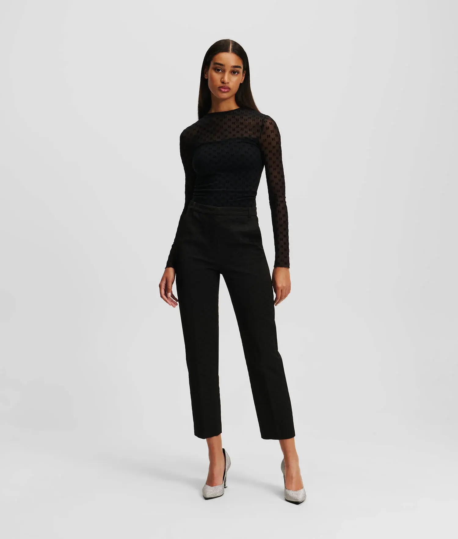 KARL LAGERFELD KL MONOGRAM TAILORED SUIT TROUSERS